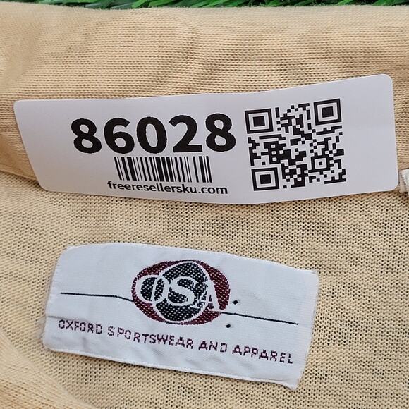 Vintage 90s MOD Preppy Polo Shirt Medium 20x26 Beige USA - Picture 4 of 10